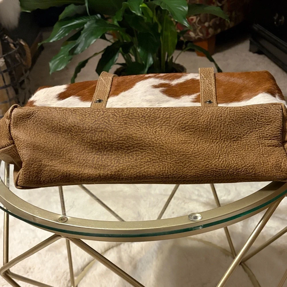 Myra Bag Hazel Opulence Cowhide Leather Bag in Brown and White Pattern - Picture 9 of 14
